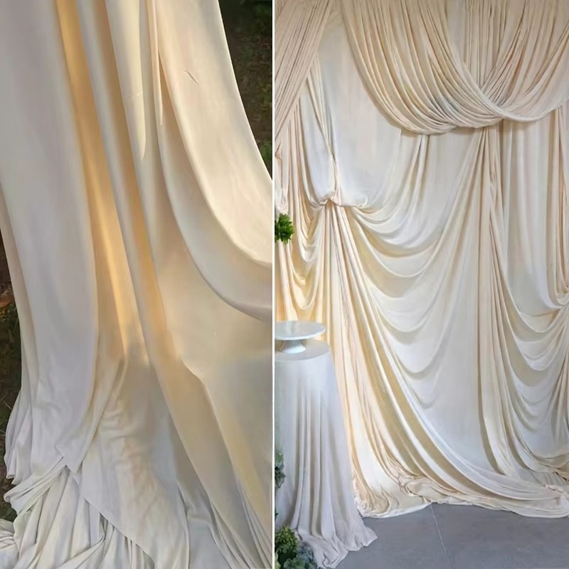 Curtain Curtain - Witte koffie-melkzijde stretchstof, crèmekleurige stijl, bruidsgordijnen