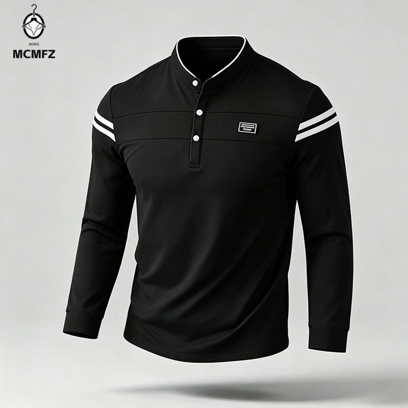 Wall Sticker - Heren poloshirt met lange mouwen, stadsstijl,