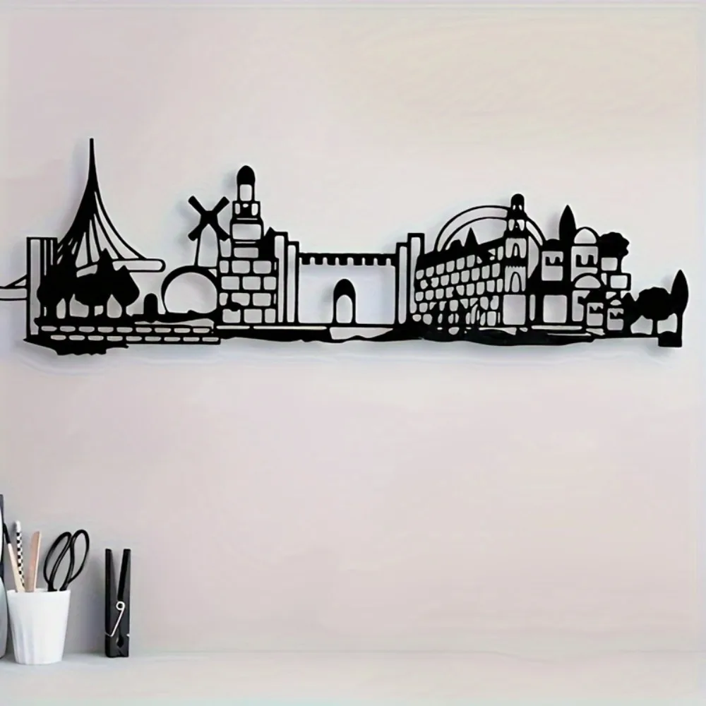 Wall Art - CIFBUY IJzeren Wanddecoratie Jeruzalem Skyline Oude