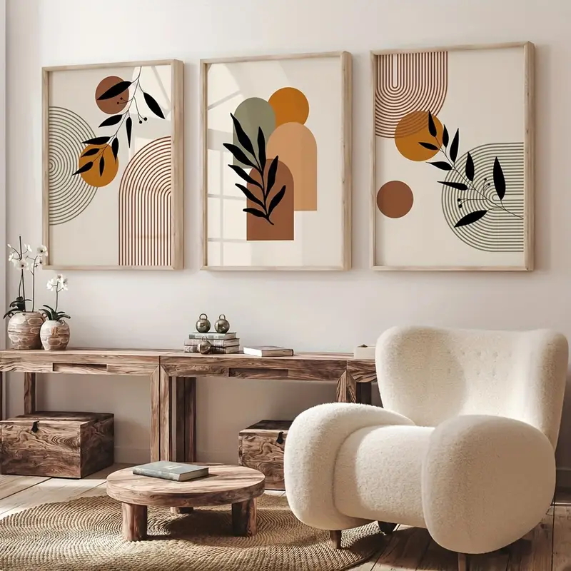 3 stuks planten-geometrische a - Abstract Canvas Set recensie en prijs